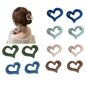 12 Pcs Heart Shaped Claw Hair Clips for Women and Girls - 6 Matte Colors
